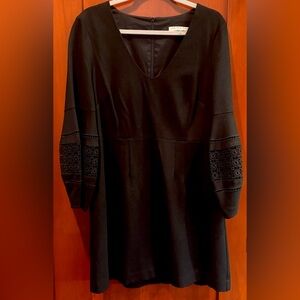 Trina Turk Classic Black Dress with lace detailing on sleeves